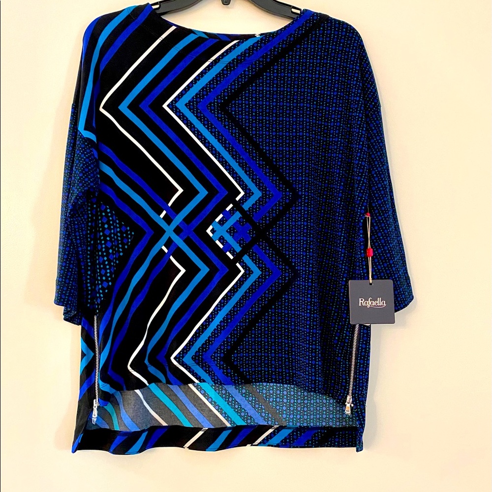 Rafaella Top M Petite Hi-Lo Hem 3/4 Sleeves NWT